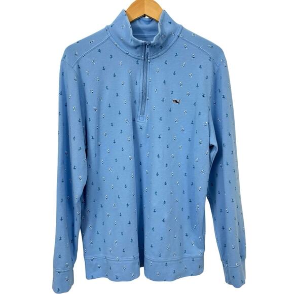 Vineyard Vines Broadway Anchor Quarter Zip Pullover Blue Sz M Nautical Preppy - Picture 2 of 6